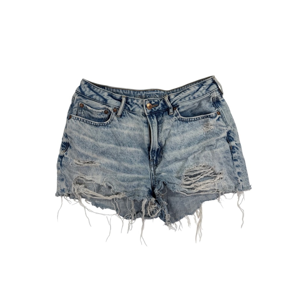 American Eagle Denim Shorts Womens 10 Light Wash Distressed Raw Hem Cutoff